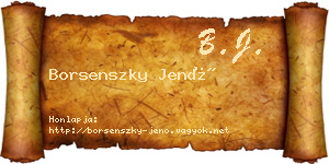 Borsenszky Jenő névjegykártya